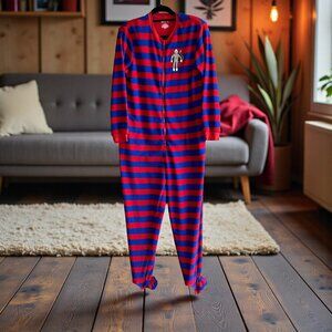 Nick and Nora Striped Sock Monkey Footed Footies 1 Piece Pajamas Size Medium